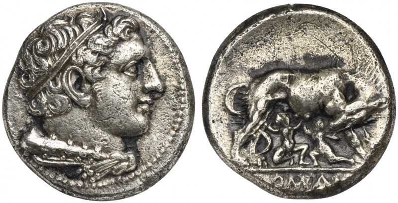 Anonymous, Didrachm, Rome, ca. 264-255 BC. AR (g 6,97; mm 20; h 7). Diademed hea...