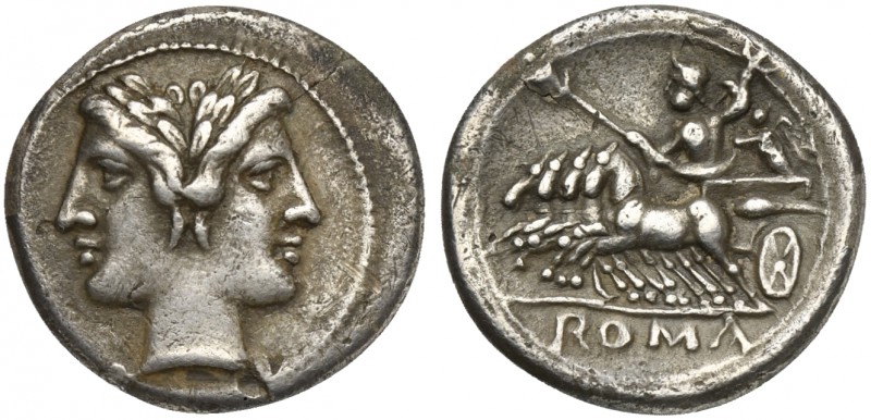 Anonymous, Drachm - Half Quadrigatus, Rome, ca. 225-212 BC. AR (g 3,24; mm 18; h...