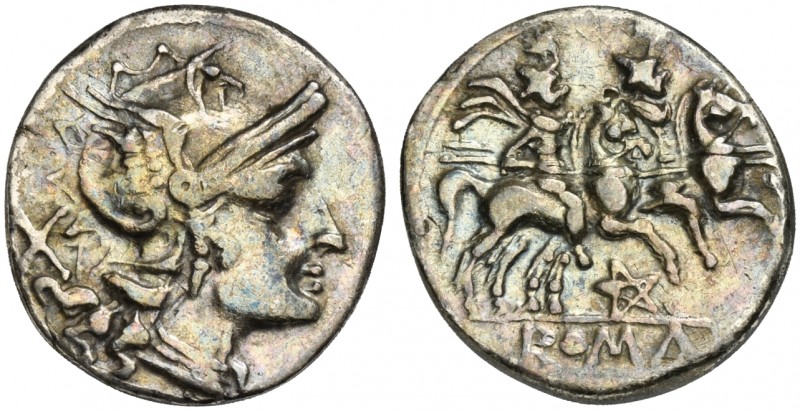 Pentagram series, Denarius, Uncertain mint, 206-200 BC. AR (g 3,12; mm 18; h 6)....