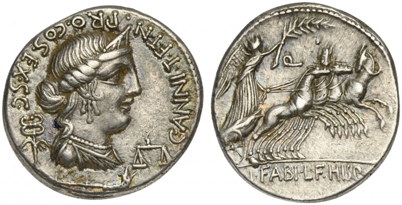 C. Annius T.f. T.n and L. Fabius L.f. Hispaniensis, Denarius, Spain, 82-81 BC. A...