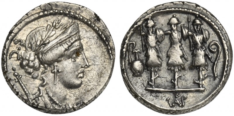 Faustus Cornelius Sulla, Denarius, Rome, 56 BC. AR (g 4,12; mm 18; h 3). Laureat...