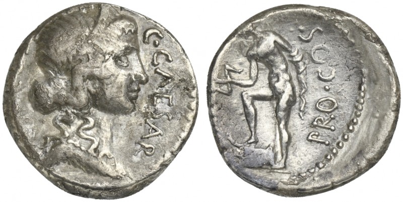 Julius Caesar, Denarius, Sicilian mint, possibly Lilybaeum; Aulus Allienus, proc...