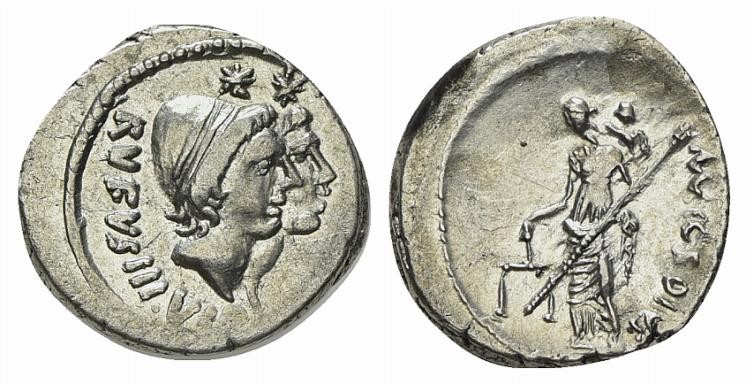 Mn. Cordius Rufus, Denarius, Rome, 46 BC. AR (g 3,77; mm 18; h 8). Conjoined hea...