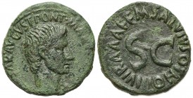 Augustus (27 BC-AD 14), As, Rome; M. Salvius Otho, moneyer, 7 BC. AE (g 11,20; mm 27; h 12). CAESAR AVGVST PONT MAX TRIBVNIC POT, Bare head r.; Rv. M ...