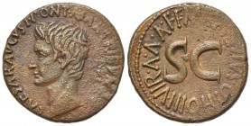 Augustus (27 BC-AD 14), As, Rome; M. Salvius Otho, moneyer, 7 BC. AE (g 11.36; mm 27; h 6). CAESAR AVGVST PONT MAX TRIBVNIC POT, Bare head l.; Rv. M S...