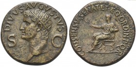 Divus Augustus (died AD 14), Dupondius, Rome, 37-41. AE (g 15,69; mm 29; h 8). DIVVS AVGVSTVS, Radiate head of Divus Augustus l.; S-C flanking, Rv. CO...