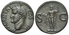 Agrippa (died 12 BC), As struck under Gaius, Rome, AD 37-41. AE (g 10,57; mm 28; h 6). M AGRIPPA L - F - COS III, head l., wearing rostral crown, Rv. ...