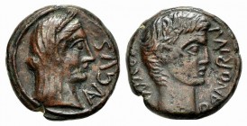 Tiberius with Julia Augusta (Livia, 14-37). Sicily, Panormus. AE (g 8,73; mm 21; h 9). PANORMITANORVM, Bare head of Tiberius r.; Rv. (AV)GVS, Veiled h...