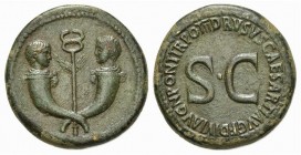 Tiberius and Germanicus Gemellus (19-37/8 and 19-23/4, respectively), Sestertius, Rome, 22-3. AE (g 26,56; mm 35; h 12). Crossed cornucopias, each sur...