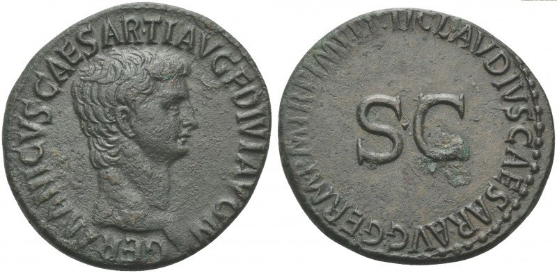 Germanicus (died AD 19), As, Rome, 42-3. AE (g 10,36; mm 30; h 7). GERMANICVS CA...