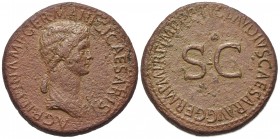 Agrippina Senior (died AD 33), Sestertius, Rome, AD 42-3. AE (g 28.56, mm 36, h 6). AGRIPPINA M F GERMANICI CAESARIS, Draped bust r.; Rv. TI CLAVDIVS ...