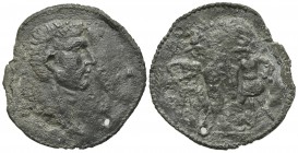 Lead PB Tessera. Late Republican - early imperial period, 1st century BC (g 6,17; mm 33; h 12). Bare head of Octavian/Augustus? r., litmus to r.(?); R...