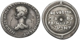 Nero, as Caesar, Hybrid or Plated (?) Denarius struck under Claudius, Rome, AD 50-54; AR (g 2,78; mm 17; h 4); RIC I, pp. 125-126, note; C 98. Very fi...