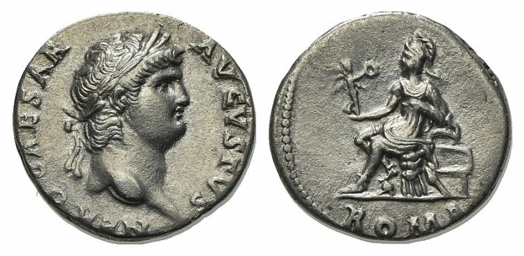 Nero (54-68), Denarius, Rome, c. 64-5. AR (g 3,30; mm 17; h 6). NERO CAESAR AVGV...