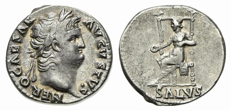 Nero (54-68), Denarius, Rome, c. 65-6. AR (g 3,50; mm 17; h 6). IMP NERO CAESAR ...