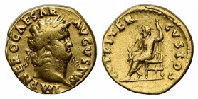 Nero (54-68), Aureus, Rome, c. 66-7. AV (g 7,17; mm 18; h 6). IMP NERO CAESAR AVGVSTVS, Laureate head r.; Rv. IVPPITER CVSTOS, Jupiter seated l. on th...