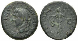 Vitellius (AD 69), As, Spanish mint (Tarraco?), January-June 69. AE (g 10.53, mm 27.5; h 6). A VITELLIVS IMP GERM, Laureate head l., globe at point of...
