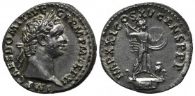 Domitian (81-96), Denarius, Rome, AD 91. AR (g 3,59; mm 18; h 6). IMP CAES DOMIT AVG GERM P M TR P XI, Laureate head r.; Rv. IMP XXI COS XV CENS P P P...