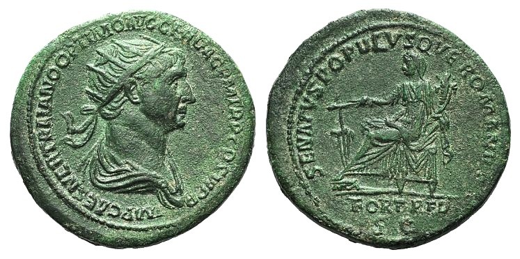 Trajan (98-117), Dupondius, Rome, 114-6. AE (g 14.09, mm 29, h 6). IMP CAES NER ...