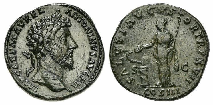 Marcus Aurelius (161-180), Sestertius, Rome, AD 163. AE (g 24,48; mm 31,5; h 6)....