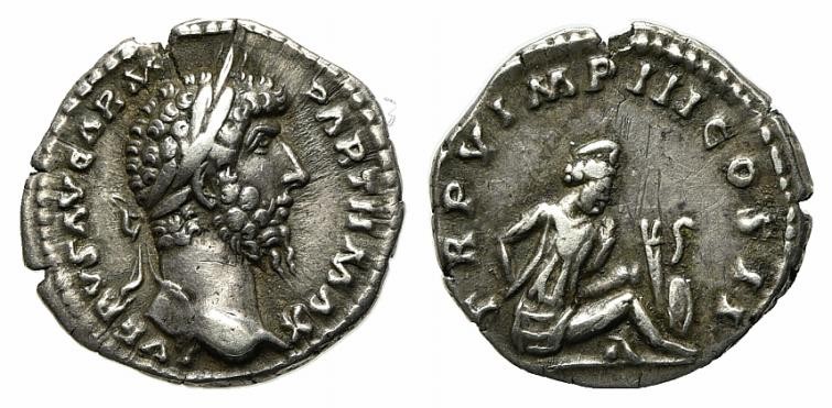 Lucius Verus (161-169), Denarius, Rome, AD 165. AR (g 3,18; mm 17; h 1). L VERVS...