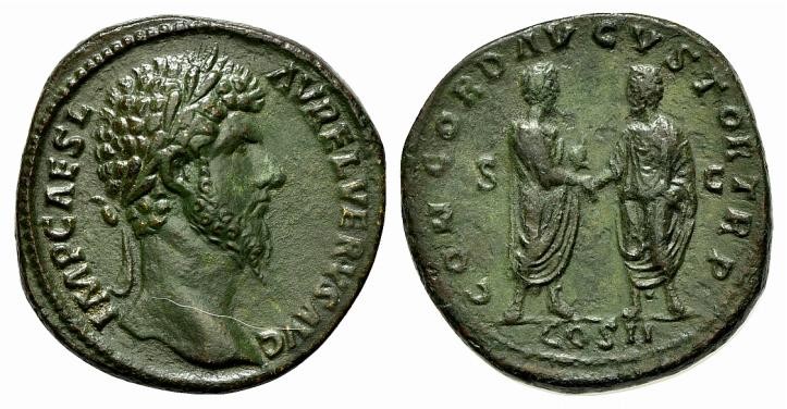 Lucius Verus (161-169), Sestertius, Rome, AD 161. AE (g 24,82; mm 32; h 11). IMP...