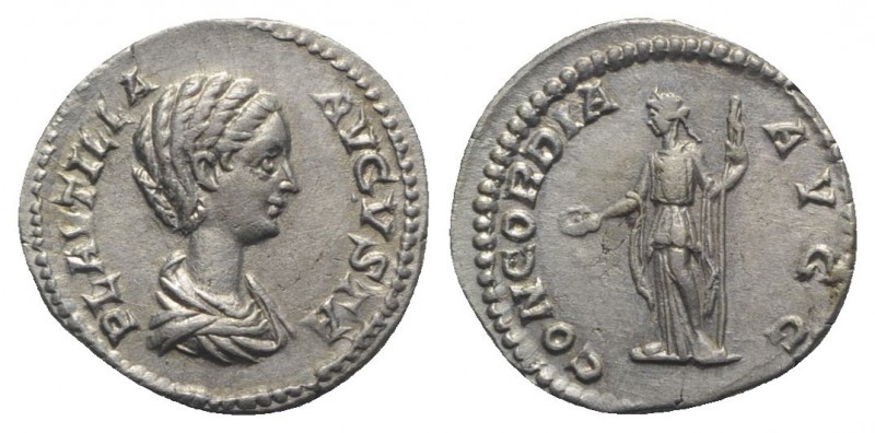 Plautilla (Augusta, 202-205), Denarius, Rome, 202/3. AR (g 3,43; mm 18,5mm, h 11...