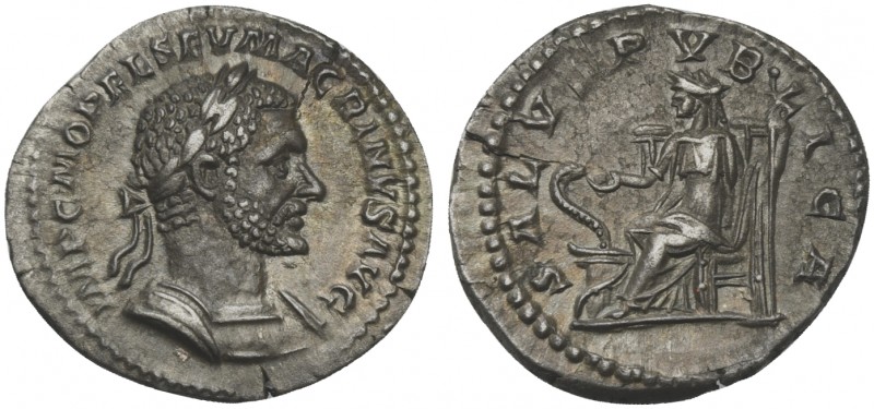 Macrinus (217-218), Denarius, Rome, AD 217. AR (g 3,03; mm 19; h 2). IMP C M OPE...