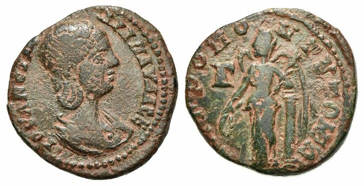 Julia Paula (Augusta, 219-220). Moesia Inferior, Tomis. AE (g 7,12; mm 24; h 1)....