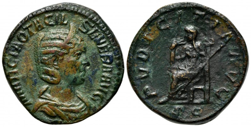 Otacilia Severa (Augusta, 244-249), Sestertius, Rome. AE (g 20,60; mm 30; h 12)....