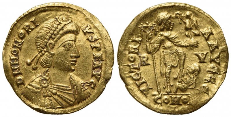 Honorius (393-423), Solidus, Ravenna, 402-6. AV (g 4,46, mm 20,5, h 12). D N HON...