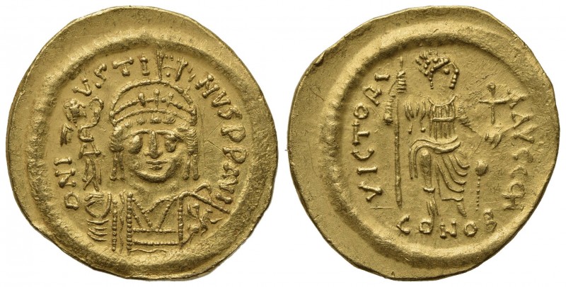 Justin II (565-578); AV Solidus (g 4,38; mm 20; h 6); Constantinople. Diademed, ...