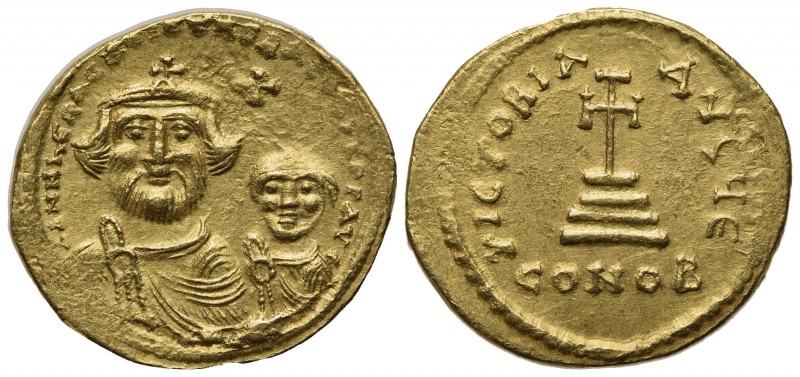 Heraclius and Heraclius Constantine (610-641); AV Solidus (g 4,46; mm 20,5; h 7)...