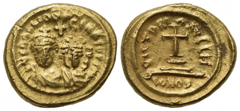 Heraclius and Heraclius Constantine (610-641); AV Solidus (g 4,47; mm 13,5; h 6)...
