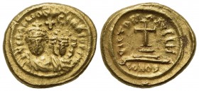 Heraclius and Heraclius Constantine (610-641); AV Solidus (g 4,47; mm 13,5; h 6); Carthage, year 8 (619/20). Crowned, draped and cuirassed busts of He...