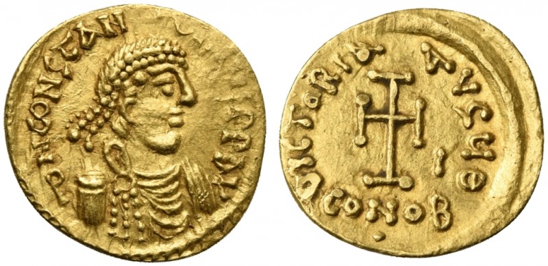 Constans II (641-668); AV Tremissis (g 1,46; mm 14; h 6); Syracuse, c. 646-648. ...