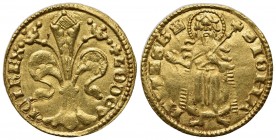 Hungary, Ludwig I (1342-1382). AV Fiorino - Goldgulden (g 3,54; mm 21; h 10). Fleur-de-lis; Rv. S. John standing facing. Fr. 3. Good very fine