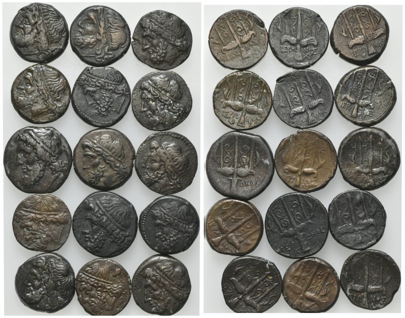 Sicily, Syracuse, lot of 50 AE coins, including Hieron II (Head of Poseidon / Tr...