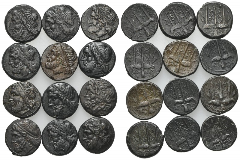 Sicily, Syracuse, lot of 50 AE coins, including Hieron II (Head of Poseidon / Tr...