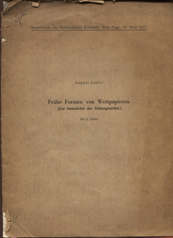 LOEHR A. – Fruhe formen von Wertpapieren ( zur geschichte der zahiungsmitel. Wie...