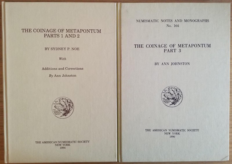 Noe S.P. Johnston A. 2 Voll. The Coinage of Metapontum. I Vol. Part. 1 and 2. Ne...