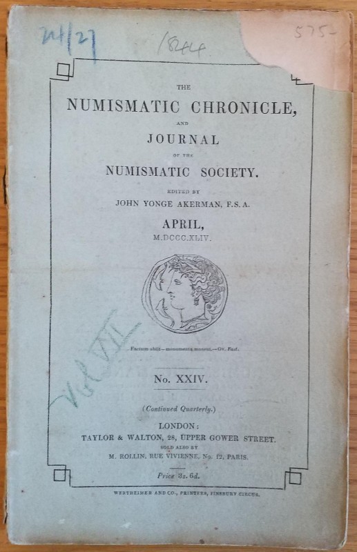 Numismatic Chronicle and Journal of the Numismatic Society. London John Yonge Ak...