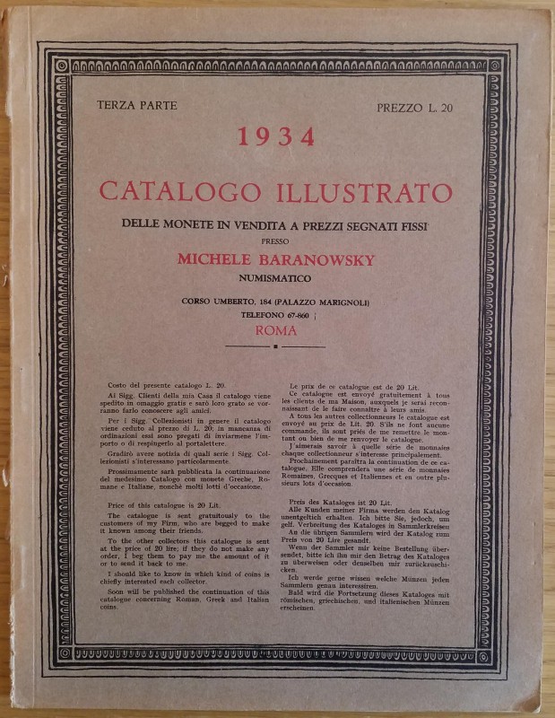 Baranowsky M. Catalogo illustrato delle monete in vendita a prezzi fissi. Parte ...