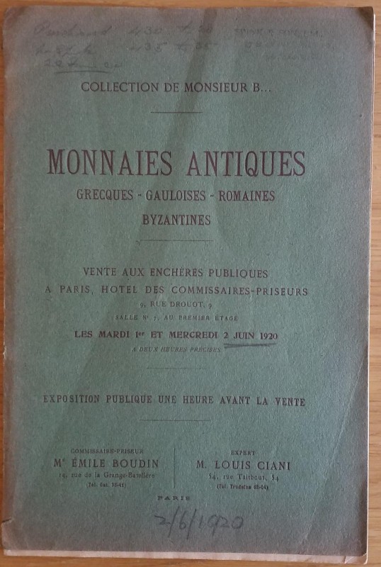 Boudin E.M. - Ciani M. L. Collection De Monsieur B.... Monnaies, Gauloises, Roma...