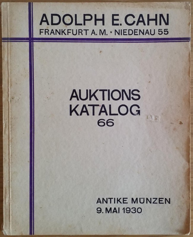 Cahn A.E. Katalog No. 66. Sammlung Antiker Munzen Griechen, Romer, Byzantiner un...