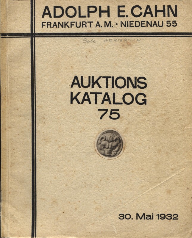 CAHN A. – Auktions Katalog 75. Antike munzen Griechische munzen. Das furstlich f...