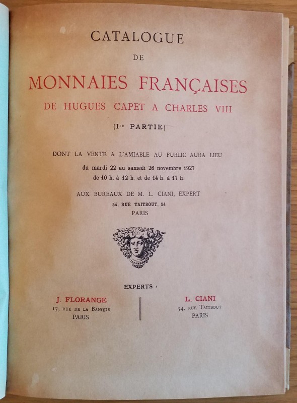 Florange J. Ciani L. Catalogue de Monnaies Francaises de Hugues Capet a Charles ...