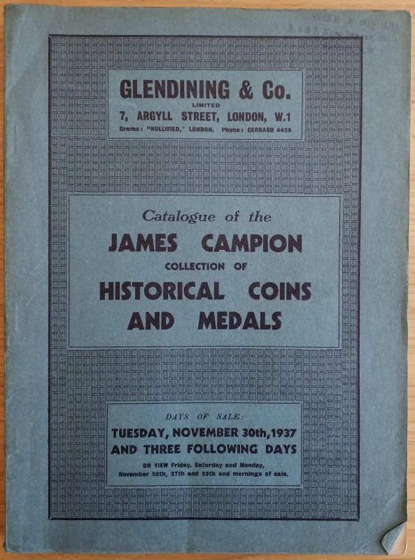 Glendening & Co. Catalogue of James Campion Collection of Historical Coins and M...