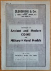 Glendening & Co. Catalogue of Ancient and Modern Coins and Military & Naval Medals. London 03 April 1944. Brossura ed. pp. 17, lotti 253. Buono stato