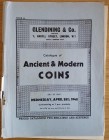 Glendining & Co. Catalogue of Ancient & Modern Coins . London 28 April 1948. Brossura ed. pp. 19, lotti 284.Copertina staccata Buono stato.